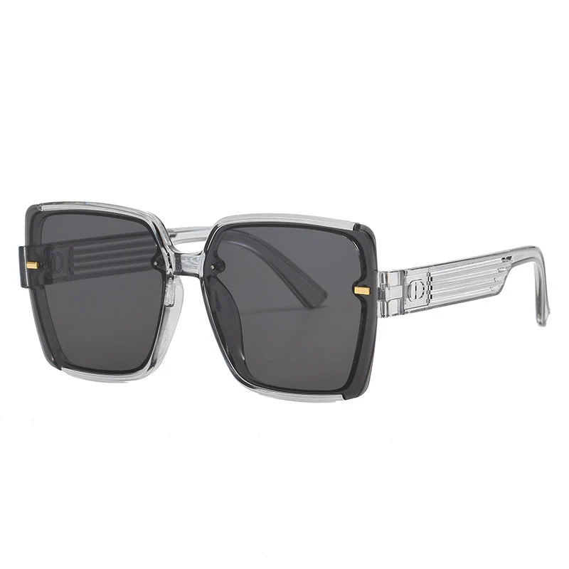 Dame firkantet solbrille med trendy geometrisk design Luvikno