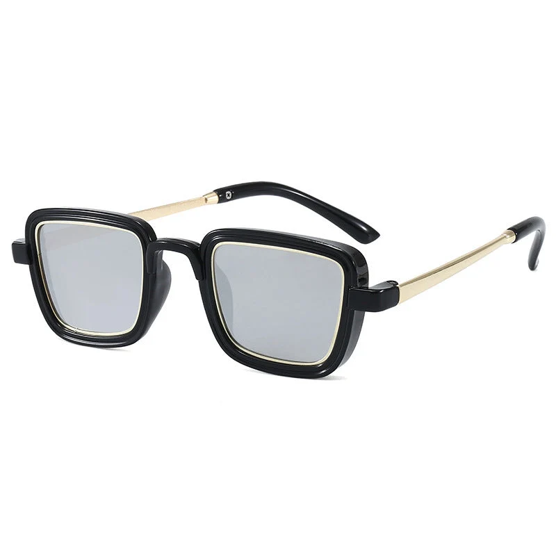 Dame firkantet solbrille med gjennomsiktig ramme og gyldne detaljer Luvikno