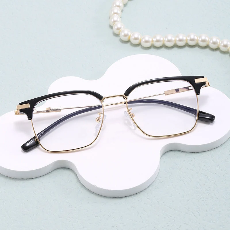 Dame kvadratisk solbrille med lett metallramme og brede stenger Luvikno