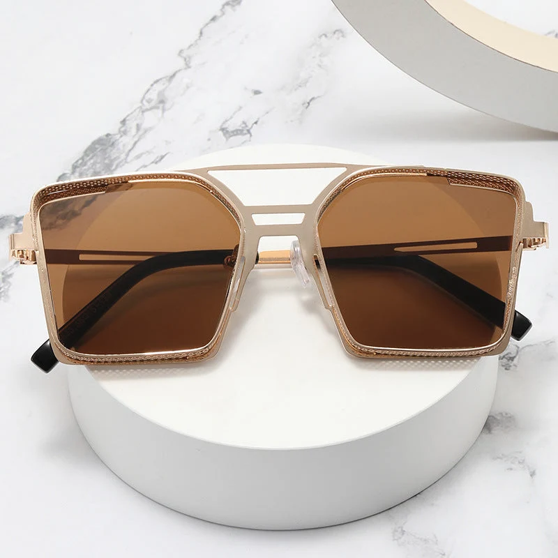 Dame oversized solbrille med luksuriøst design og geometrisk ramme Luvikno