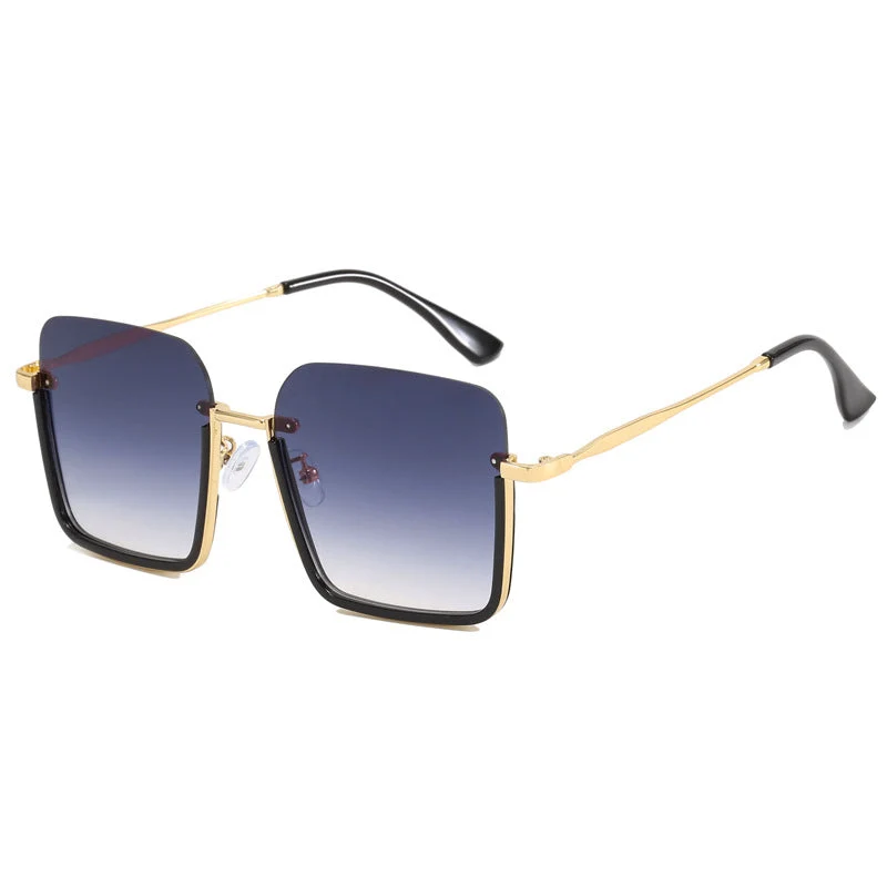 Dame oversized solbrille med elegant geometrisk ramme Luvikno