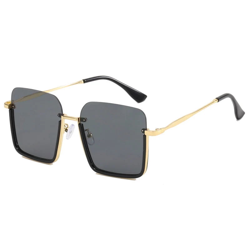 Dame oversized solbrille med elegant geometrisk ramme Luvikno