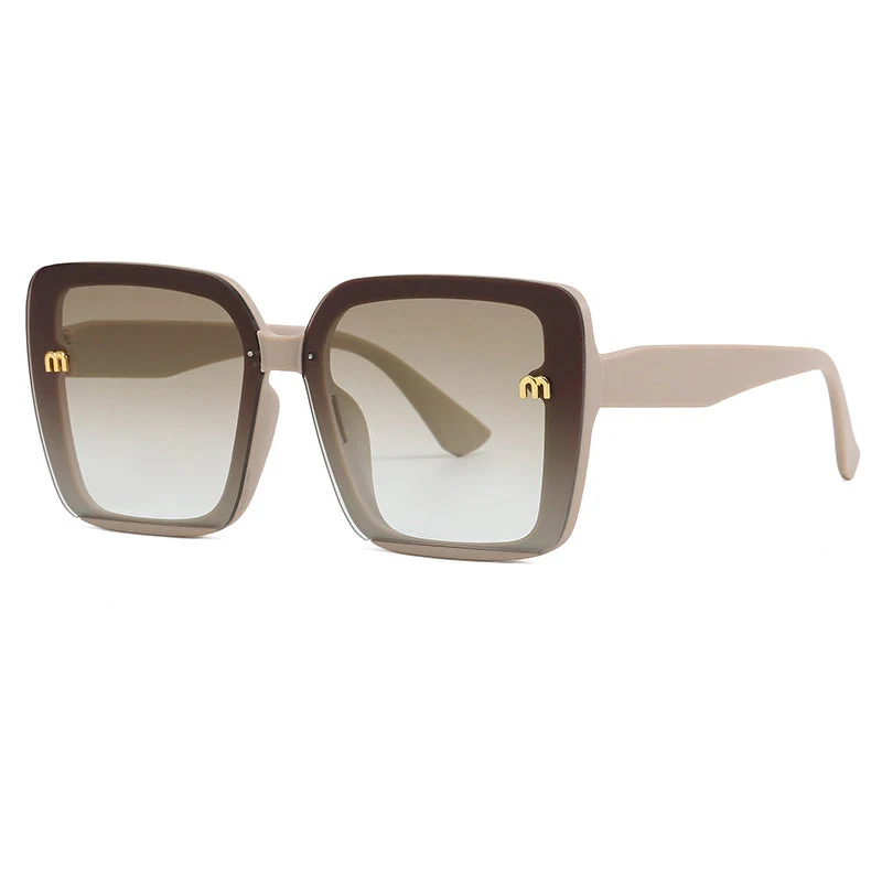 Dame oversized kvadratisk solbrille med elegant ramme Luvikno