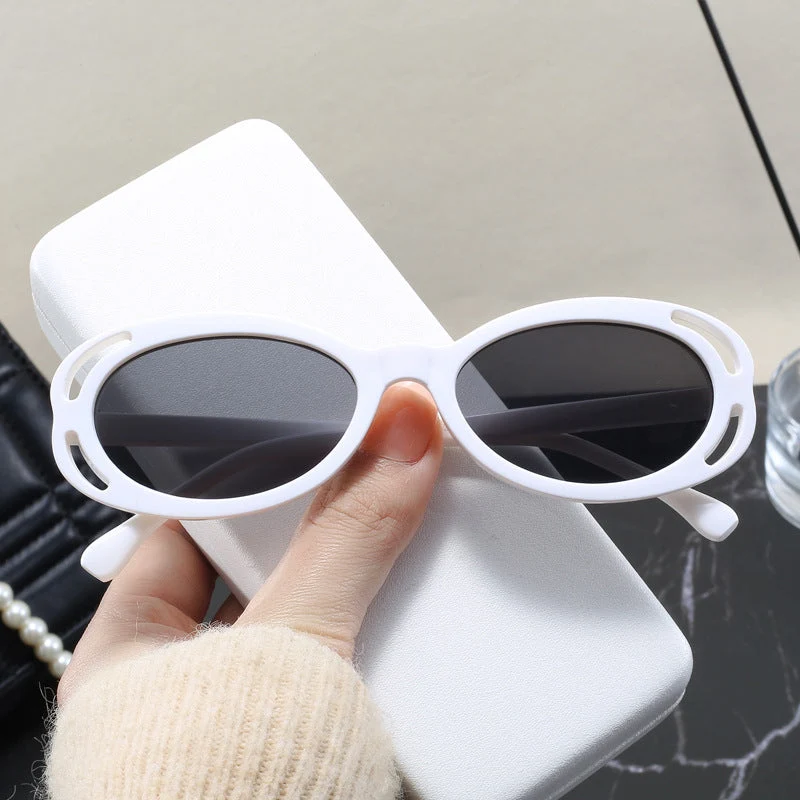 Damen modische solbrille med oval ramme og unikt design Luvikno