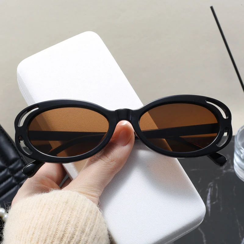 Damen modische solbrille med oval ramme og unikt design Luvikno