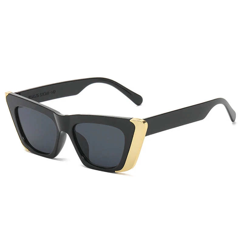 Dame moteriktig solbrille med firkantet ramme og luksuriøst fôr Luvikno