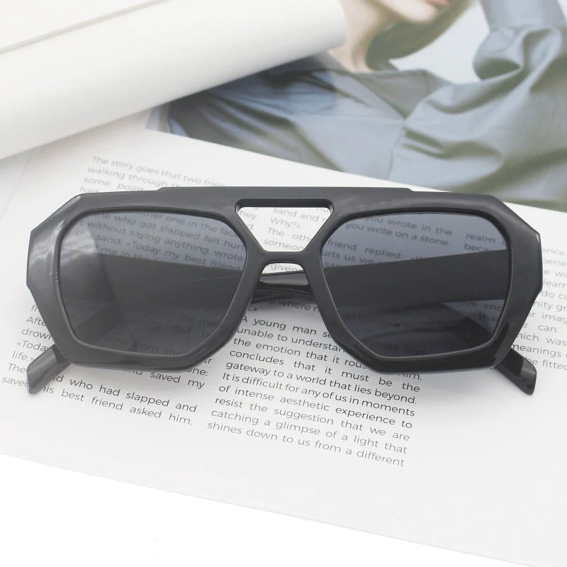 Dame fashionable sekskantet brille Luvikno