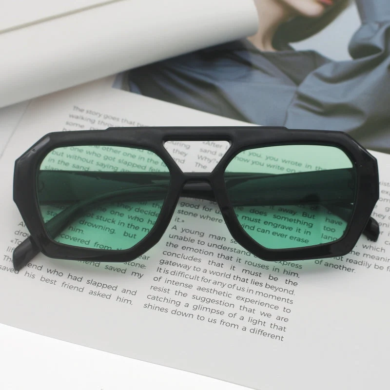 Dame fashionable sekskantet brille Luvikno