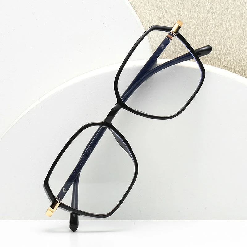 Dame moteriktig kvadratisk lesebrille med gullaccent Luvikno