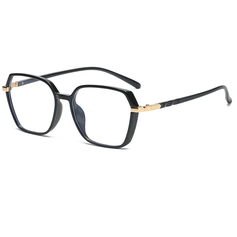 Dame moteriktig kvadratisk lesebrille med gullaccent Luvikno