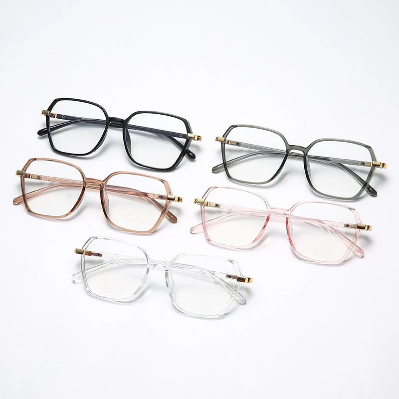 Dame moteriktig kvadratisk lesebrille med gullaccent Luvikno