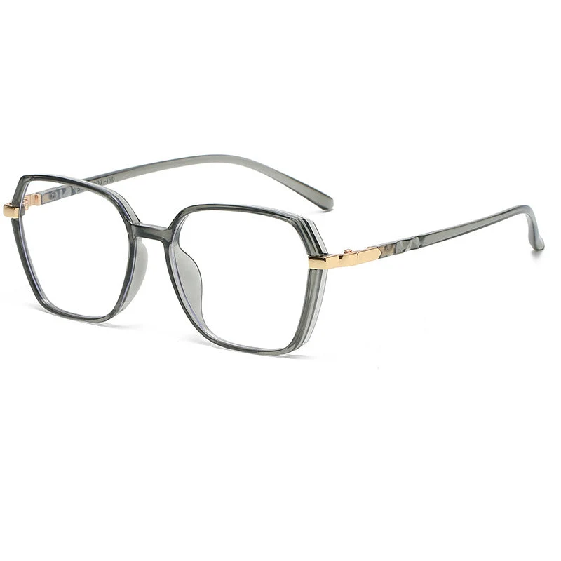 Dame moteriktig kvadratisk lesebrille med gullaccent Luvikno