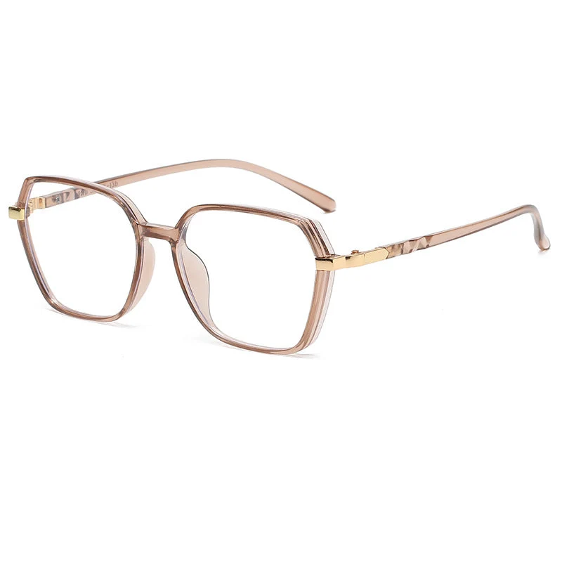 Dame moteriktig kvadratisk lesebrille med gullaccent Luvikno