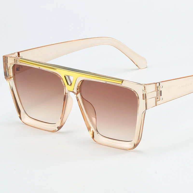 Dame moterik oversized solbrille med stilige gullaccent Luvikno