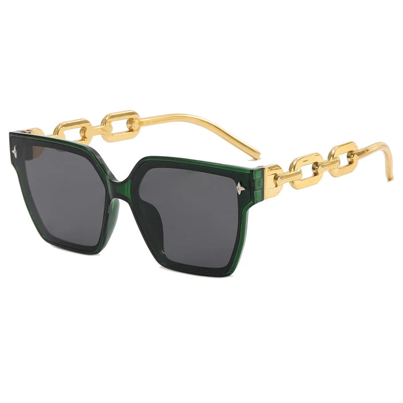 Dame moteriktig oversized solbrille med kombinert ramme Luvikno