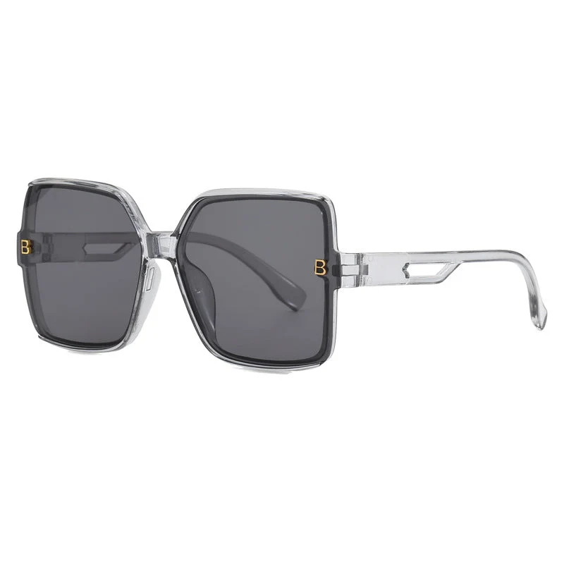 Dame moteriktig oversized solbrille med ekstravagante aksenter Luvikno