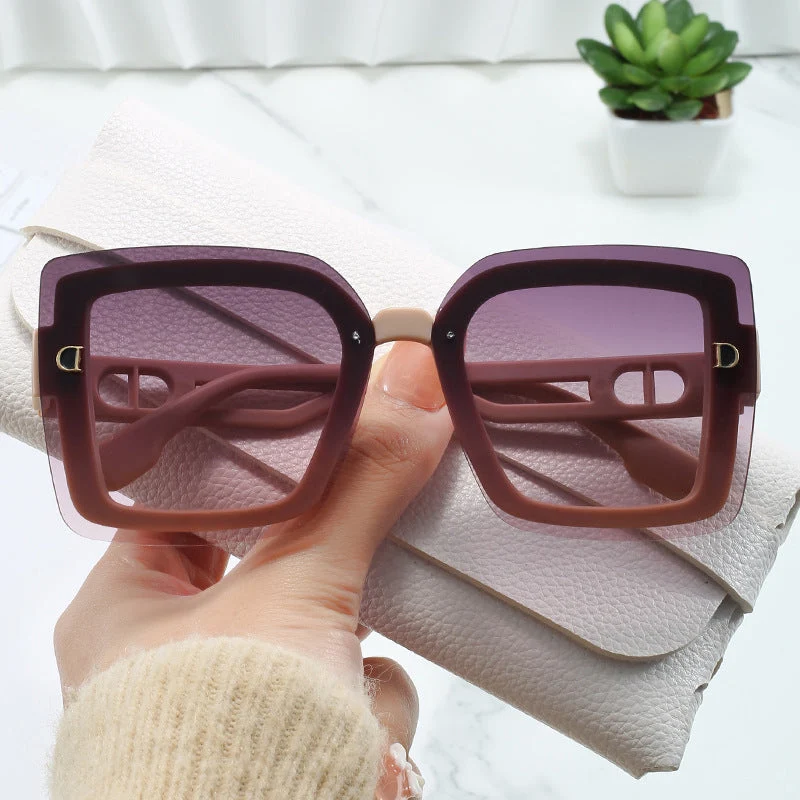 Dame moteriktig oversized solbrille i geometrisk design Luvikno