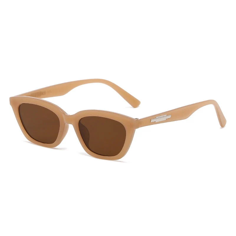 Dame moter Cat-Eye solbriller med transparent ramme og speilglass Luvikno