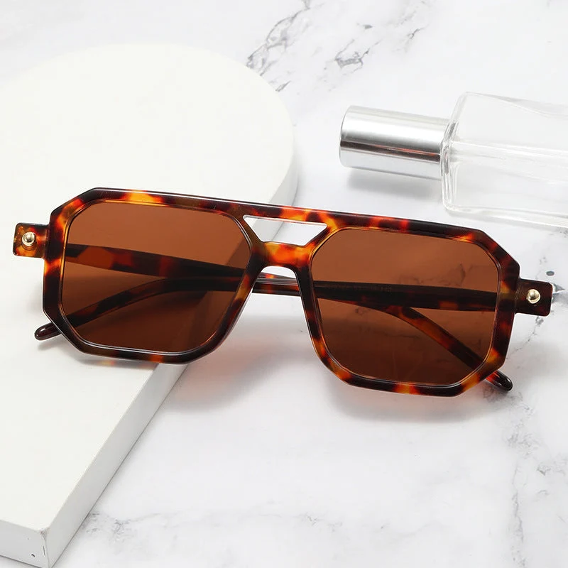 Dame modische Achteck solbrille Luvikno
