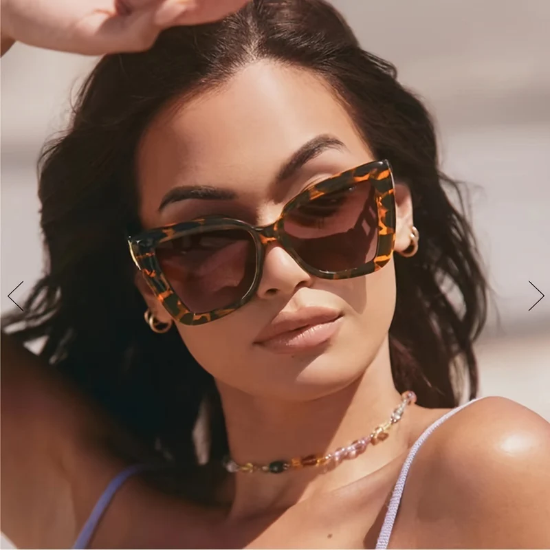 Dame moderne Cat-Eye solbriller med klar ramme og UV-beskyttelse Luvikno