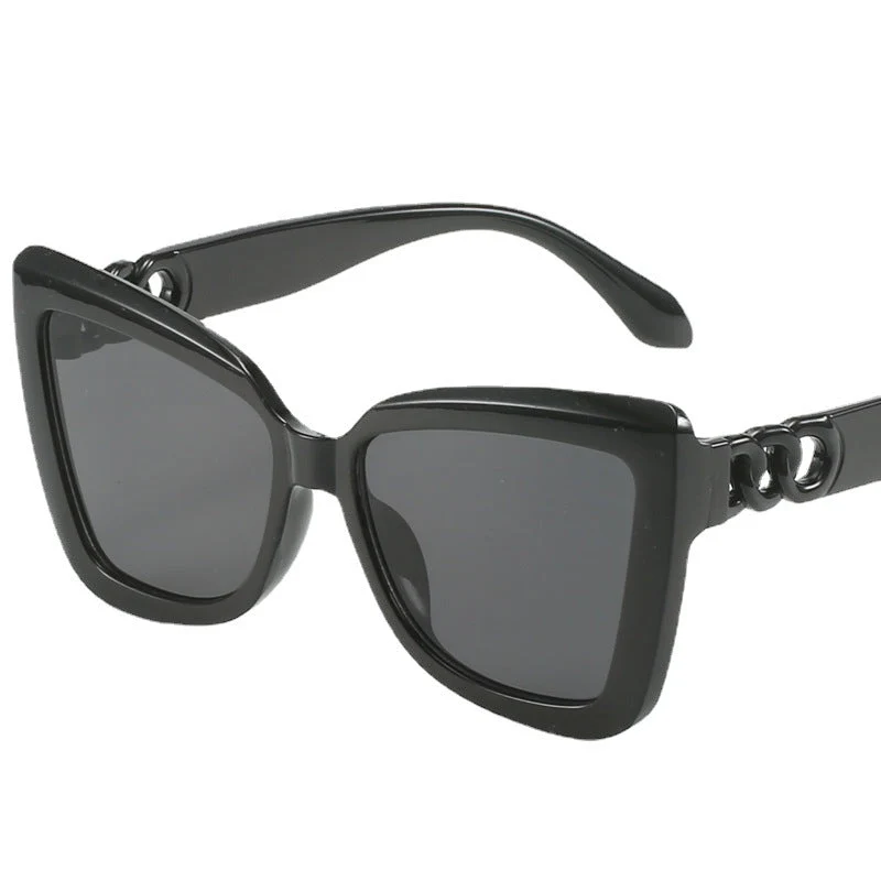 Dame moderne Cat-Eye solbriller med klar ramme og UV-beskyttelse Luvikno