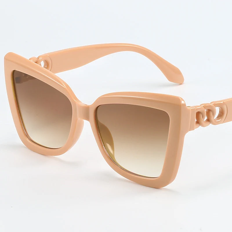 Dame moderne Cat-Eye solbriller med klar ramme og UV-beskyttelse Luvikno
