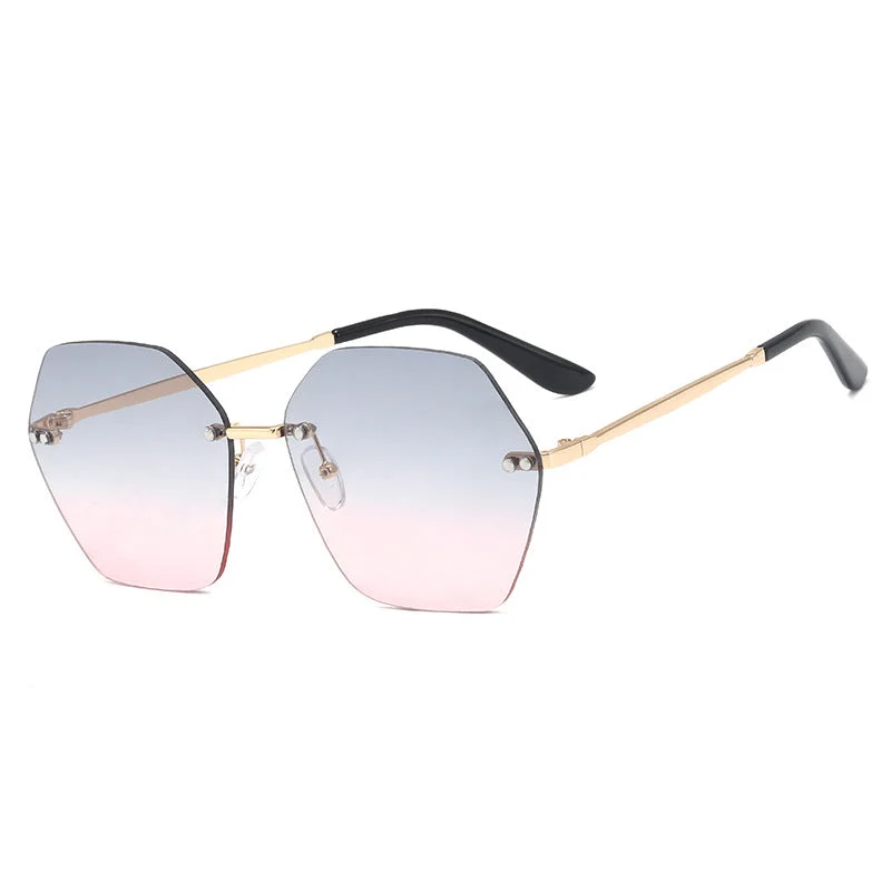 Damer hexagonal solbrille med elegant metallramme Luvikno