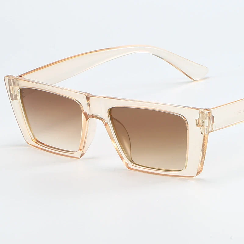 Dame geometrisk solbrille med trendy, firkantet ramme Luvikno