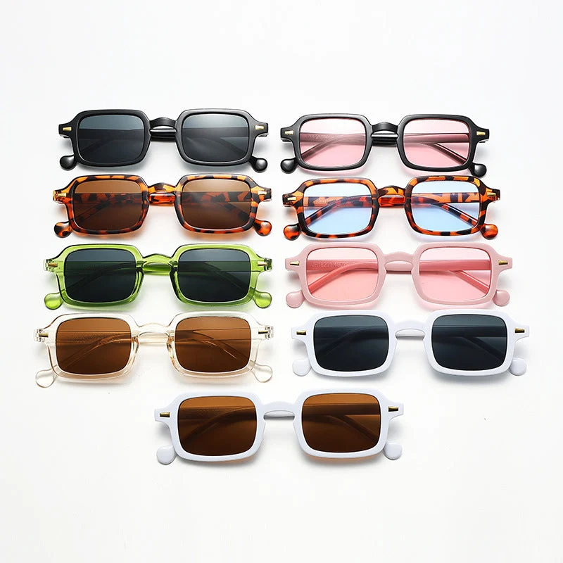 Dame geometrisk solbrille med trendy dyreprint Luvikno