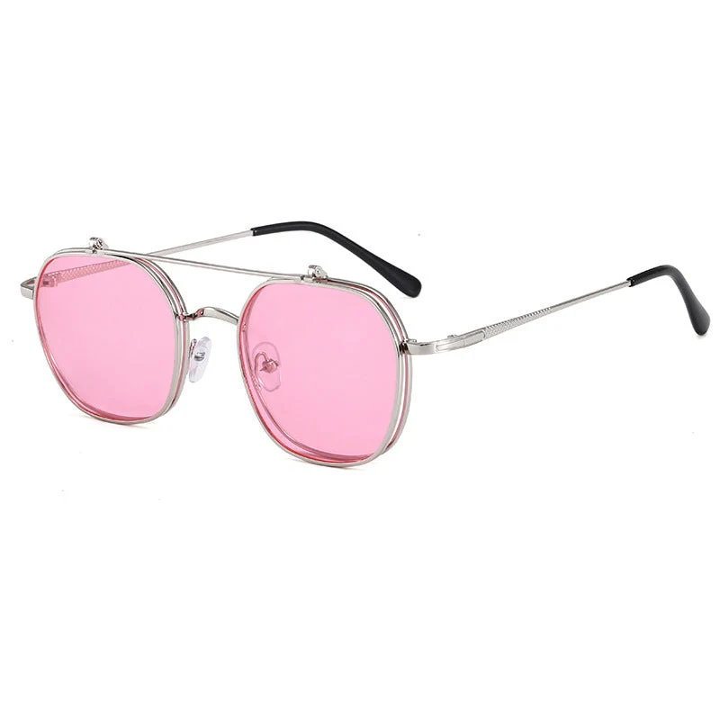 Dame geometrisk oversized solbrille med elegant gullramme Luvikno
