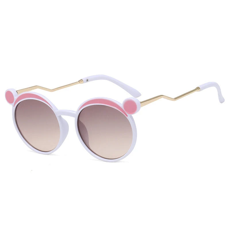 Dame Fashion-runde solbrille med innovativ ramme og fargede linser Luvikno