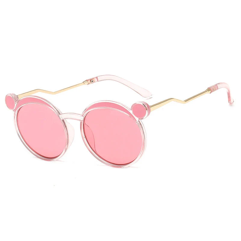 Dame Fashion-runde solbrille med innovativ ramme og fargede linser Luvikno