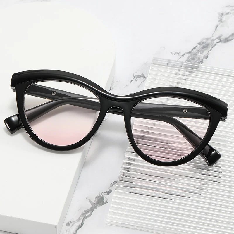 Dame elegant Cat-Eye solbriller med stilfull metallramme Luvikno