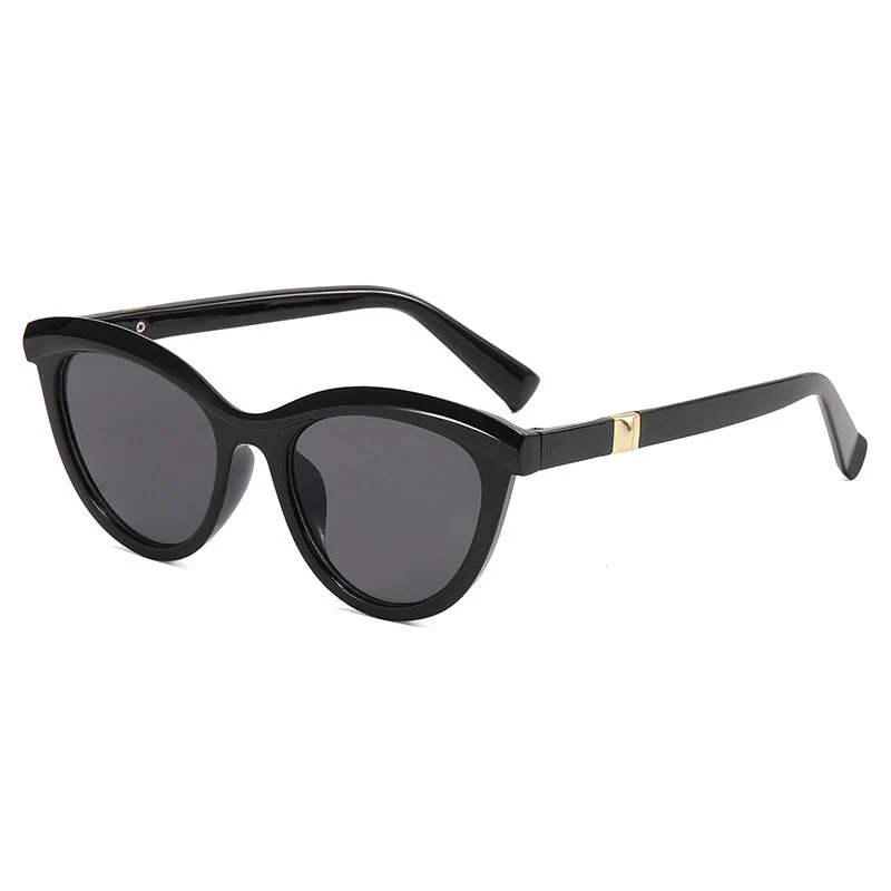 Dame elegant Cat-Eye solbriller med stilfull metallramme Luvikno