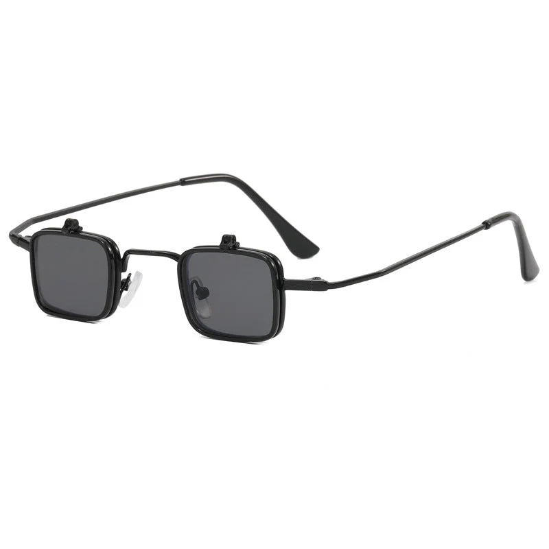 Dame designer solbrille med kvadratisk metallramme Luvikno