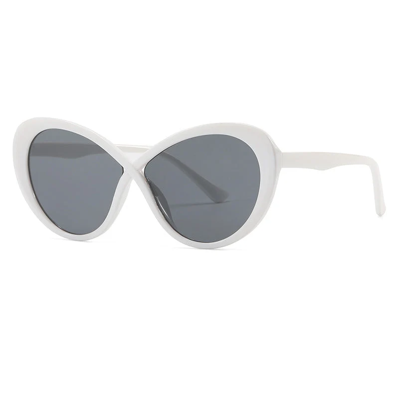 Dame Cat-Eye solbriller med speilfolierte glass Luvikno