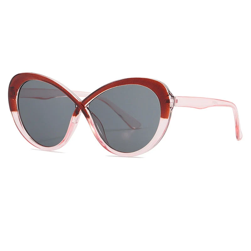 Dame Cat-Eye solbriller med speilfolierte glass Luvikno