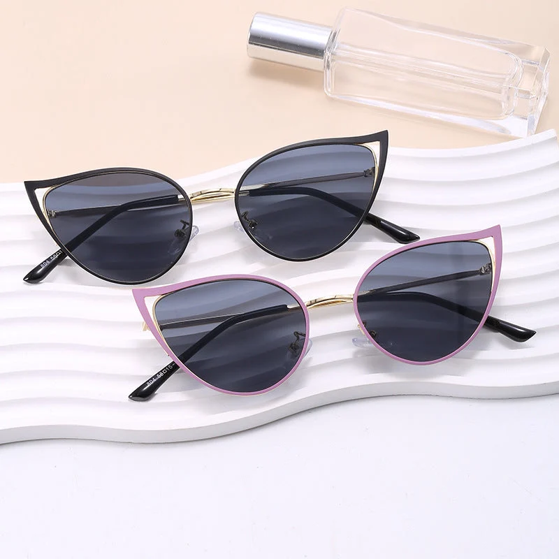 Dame cat-eye solbriller med elegant metallramme og UV-beskyttelse Luvikno