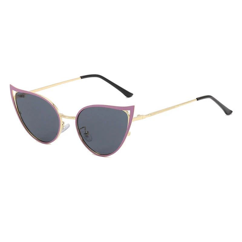 Dame cat-eye solbriller med elegant metallramme og UV-beskyttelse Luvikno