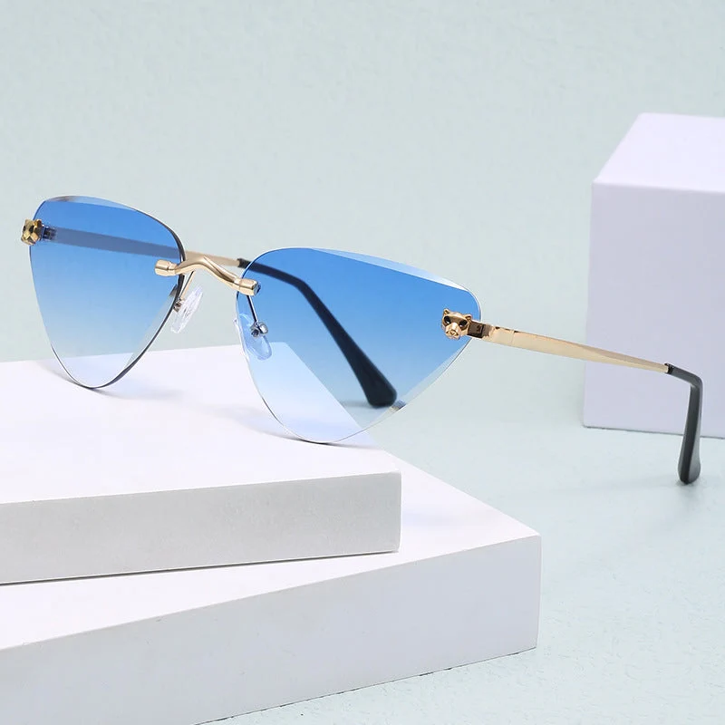 Dame Cat-Eye Solbriller med elegant metallramme Luvikno
