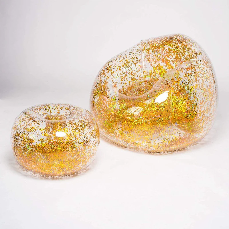Unisex oppustbart sitteområde med glitterLuvikno