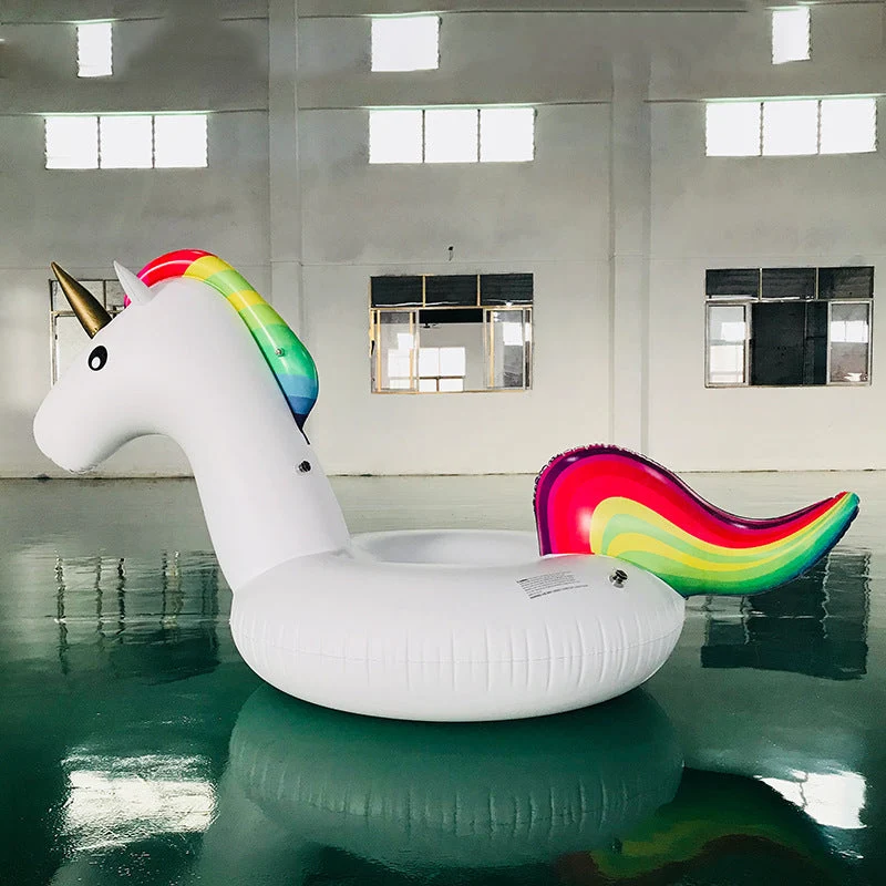 Damer oppblåsbar unicorn svømme-ring med fargerik design Luvikno