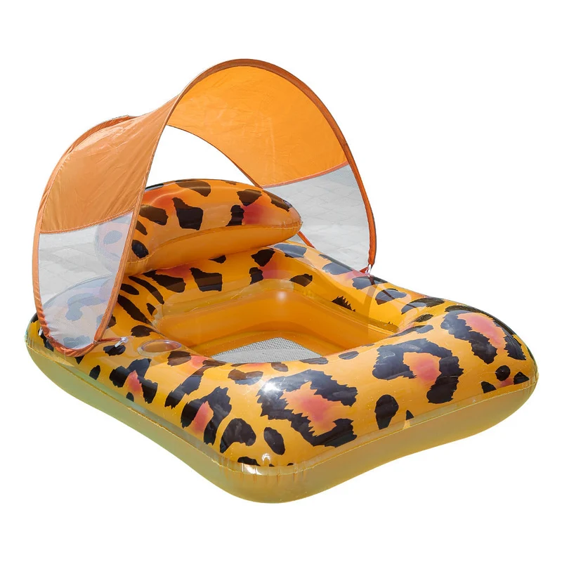 Unisex oppblåsbar leopard svømmebånd med integrert drikkeholder Luvikno