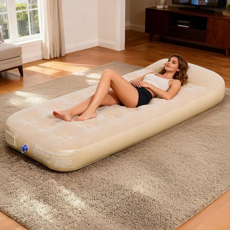 Dame Inflatable Comfort Mattress med Ergonomisk Hode Støtte Luvikno
