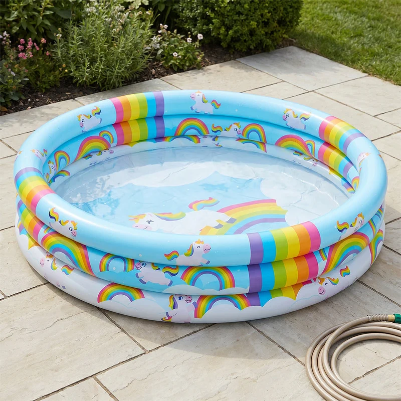 Unisex oppustbar barnebasseng med unicorn design Luvikno