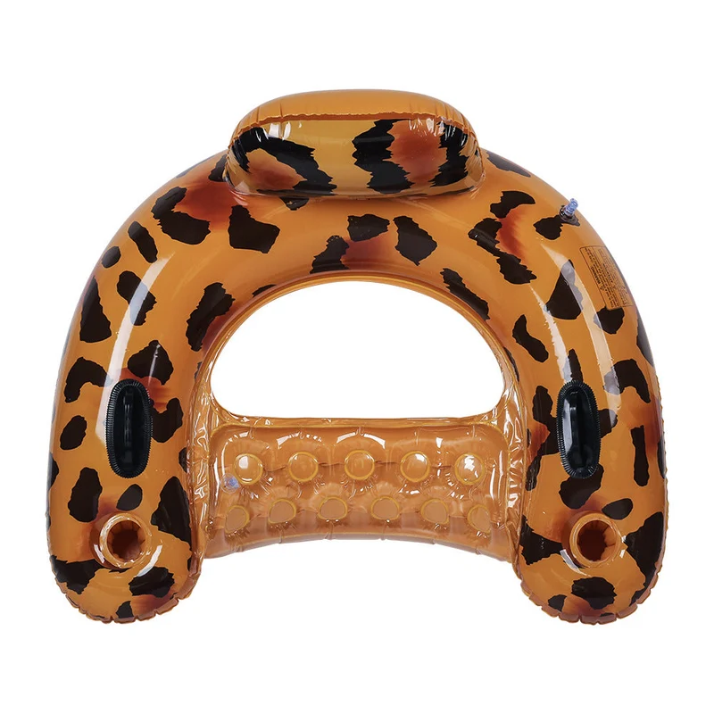 Unisex oppustbar leopard svømmering med integrert drikkholder Luvikno