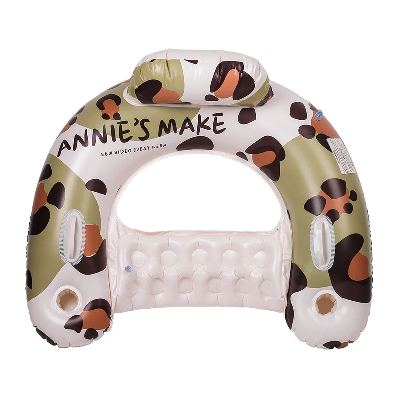 Unisex oppustbar leopard svømmering med integrert drikkholder Luvikno