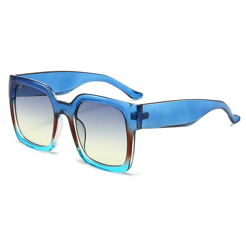 Dame firkantet solbrille med stilfull gjennomsiktig ramme og myk fargegradient Luvikno