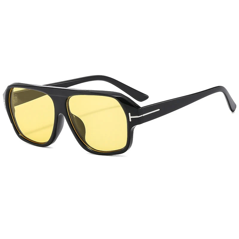Dame modische solbrille med markant geometri og brune glass Luvikno