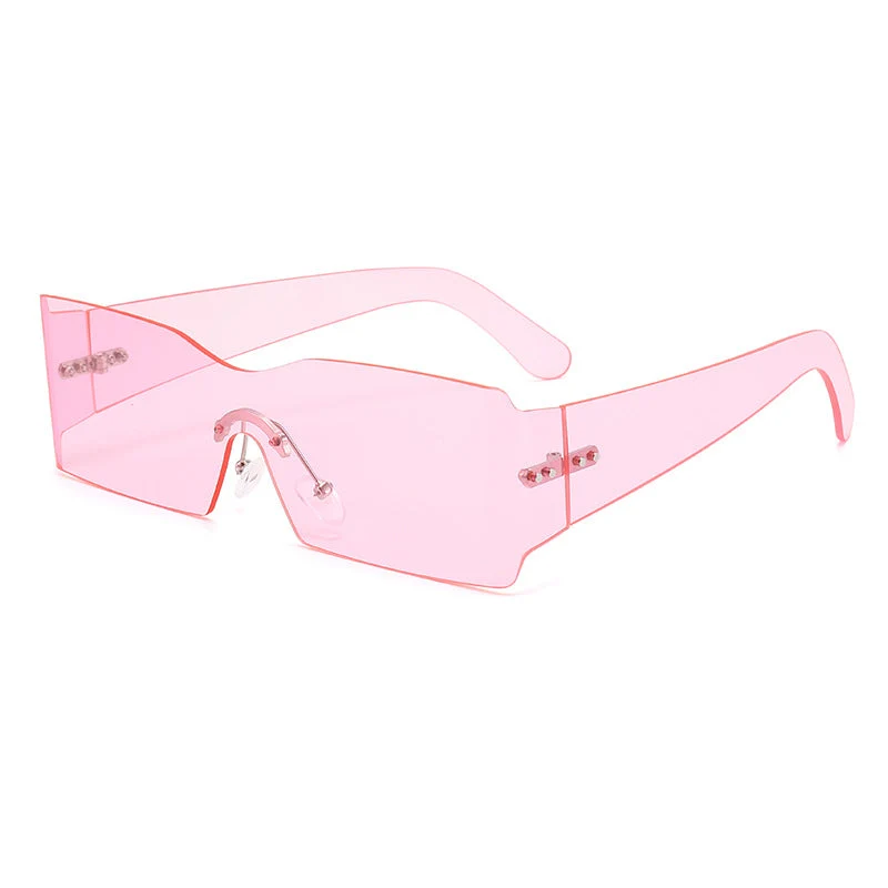 Dame futuristisk mote-solbriller med transparent ramme Luvikno